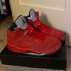 Retro Nike air Jordan 5 red Suede